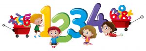 Children counting numbers one to four